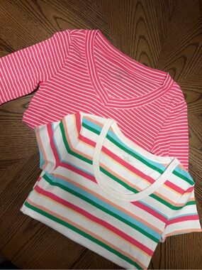 (Lot) Talbots Pink Striped and Multicolor Striped Tops SP (2)